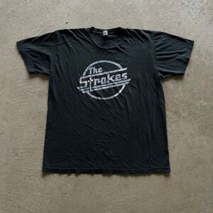 Vintage The Strokes Shirt Size Large Black Magna Logo Indie Rock Band